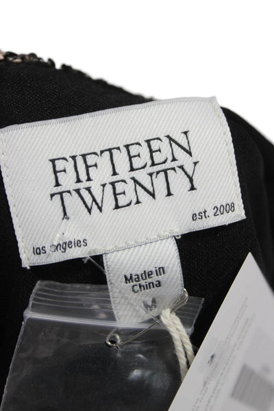Fifteen Twenty Women Black Basic Short Sleeve Round Neck Blouse Size M