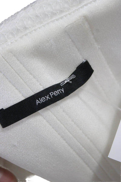Alex Perry Women Mini One Shoulder Dress White Long Sleeve Zip Size 10