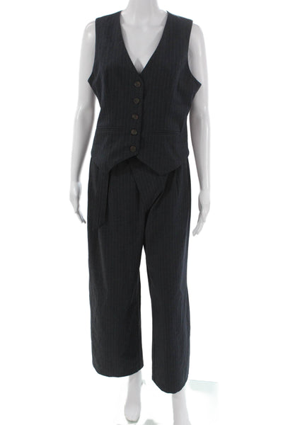Heartloom Womens Pinstriped Vest Dress Pant Suit Grey Size Medium/Small