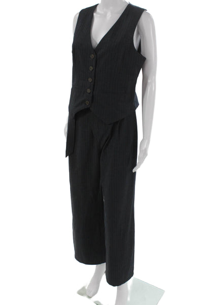 Heartloom Womens Pinstriped Vest Dress Pant Suit Grey Size Medium/Small