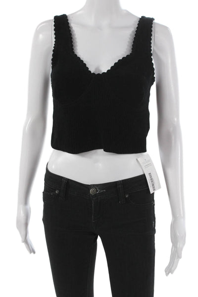 Sandro Women Cropped Sweetheart Tank Black Size 4