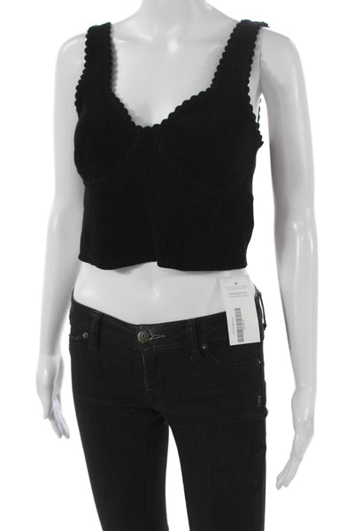 Sandro Women Cropped Sweetheart Tank Black Size 4
