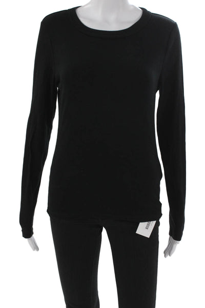Banana Republic Women Basic Black Crewneck Long Sleeve T-Shirt Cotton Size M