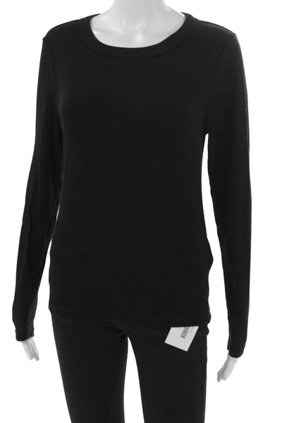 Banana Republic Women Basic Black Crewneck Long Sleeve T-Shirt Cotton Size M