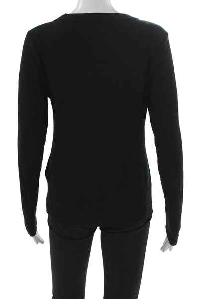 Banana Republic Women Basic Black Crewneck Long Sleeve T-Shirt Cotton Size M