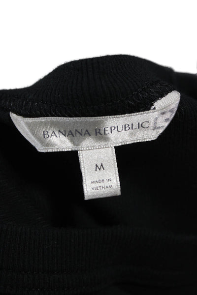 Banana Republic Women Basic Black Crewneck Long Sleeve T-Shirt Cotton Size M