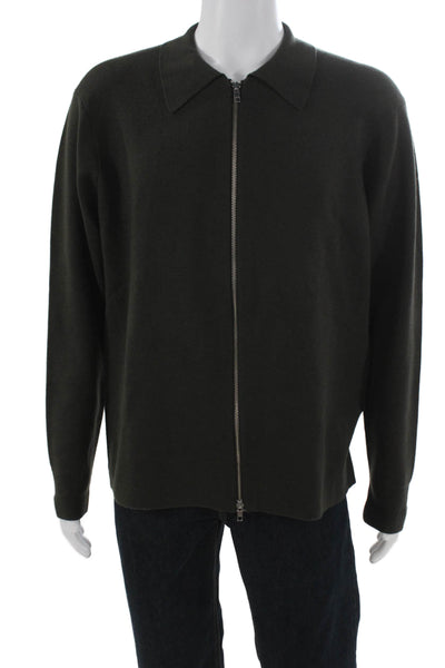 NN07 Mens Full Zip Collared Sweater Green Long Sleeve Size XL