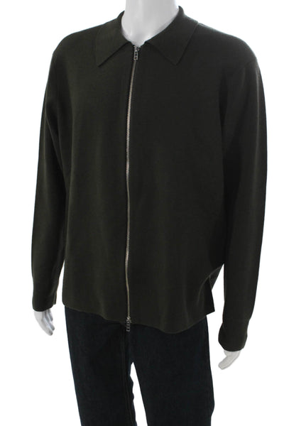 NN07 Mens Full Zip Collared Sweater Green Long Sleeve Size XL