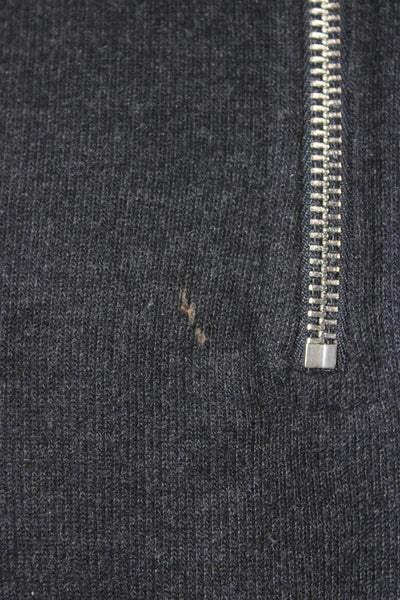 Zara Mens Black Pullover Sweater Mock Neck Zip Long Sleeve Size M