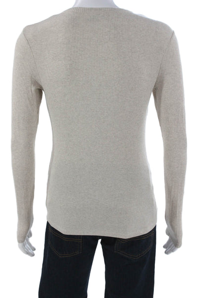 Zara Mens Long Sleeves Henley Shirt Beige Size Large