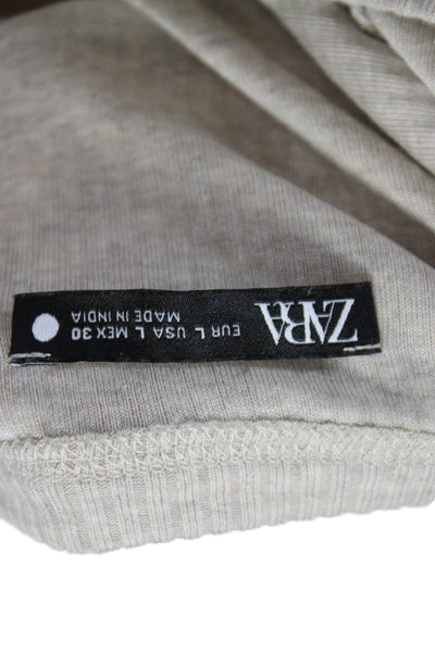 Zara Mens Long Sleeves Henley Shirt Beige Size Large