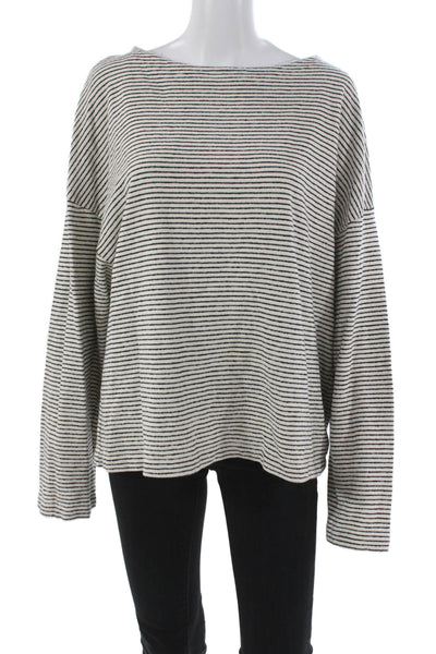 Allsaints Womens Striped Boatneck Long Sleeve Cotton Tee Size XS