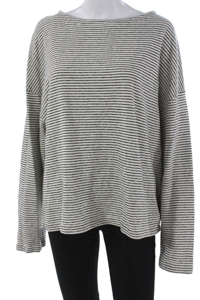 Allsaints Womens Striped Boatneck Long Sleeve Cotton Tee Size XS