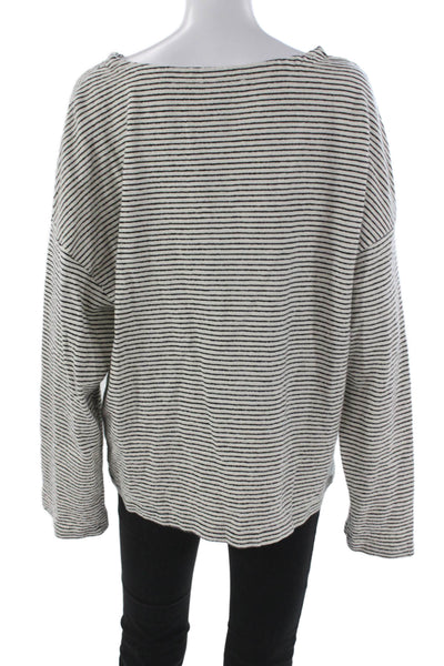 Allsaints Womens Striped Boatneck Long Sleeve Cotton Tee Size XS