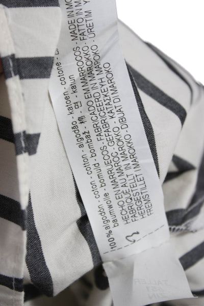Zara Trafaluc Womens Striped Collared Button-Up Short Sleeve Black Size XS