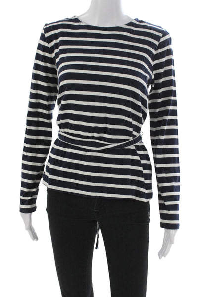 J Crew Women Basic Striped Cotton Crewneck Long Sleeve T-Shirt Size S