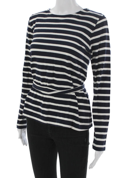 J Crew Women Basic Striped Cotton Crewneck Long Sleeve T-Shirt Size S
