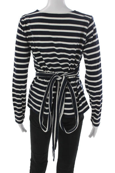J Crew Women Basic Striped Cotton Crewneck Long Sleeve T-Shirt Size S
