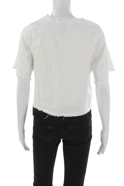 Ashley Rowe Women Basic T-Shirt White Cotton Crew Neck Short Sleeve Size S