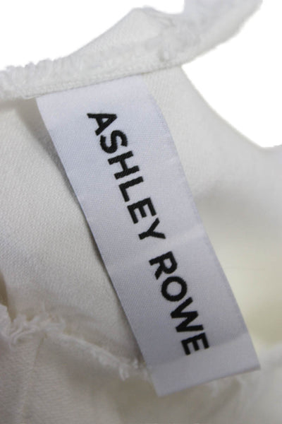 Ashley Rowe Women Basic T-Shirt White Cotton Crew Neck Short Sleeve Size S