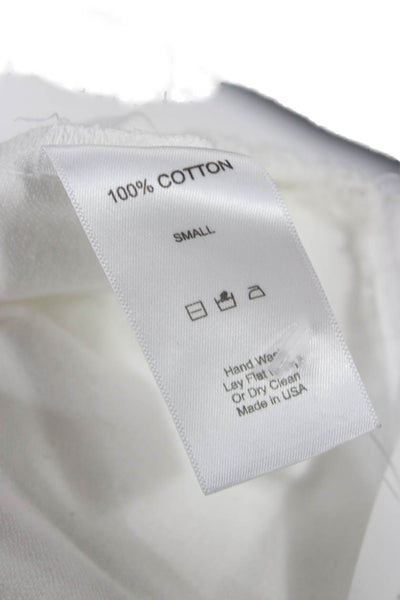 Ashley Rowe Women Basic T-Shirt White Cotton Crew Neck Short Sleeve Size S