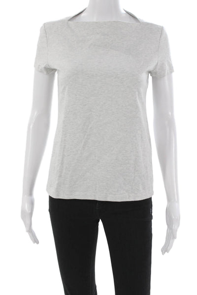 Kate Spade Saturday Womens Cotton Boat Neck Short Sleeve T-Shirt Gray Size S