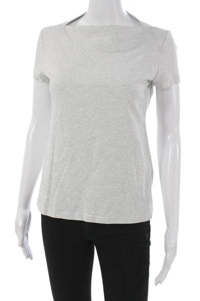 Kate Spade Saturday Womens Cotton Boat Neck Short Sleeve T-Shirt Gray Size S
