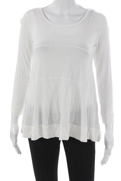 Theory Women Tunic T-Shirt White Scoop Neck Long Sleeve Modal Size S