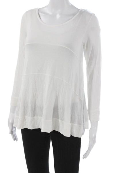 Theory Women Tunic T-Shirt White Scoop Neck Long Sleeve Modal Size S