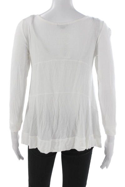 Theory Women Tunic T-Shirt White Scoop Neck Long Sleeve Modal Size S