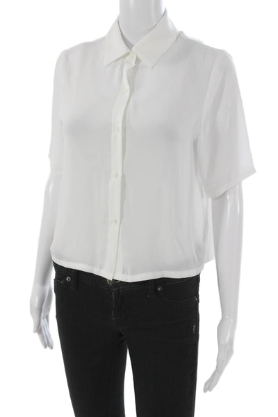 Bailey 44 Womens Basic Collared Short Sleeve Nylon Blouse White Size XS