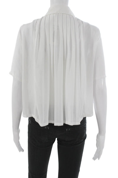 Bailey 44 Womens Basic Collared Short Sleeve Nylon Blouse White Size XS