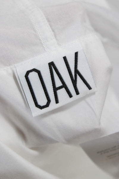 Oak Womens Tunic Blouse Collared Short Sleeve Cotton Blend White Size S