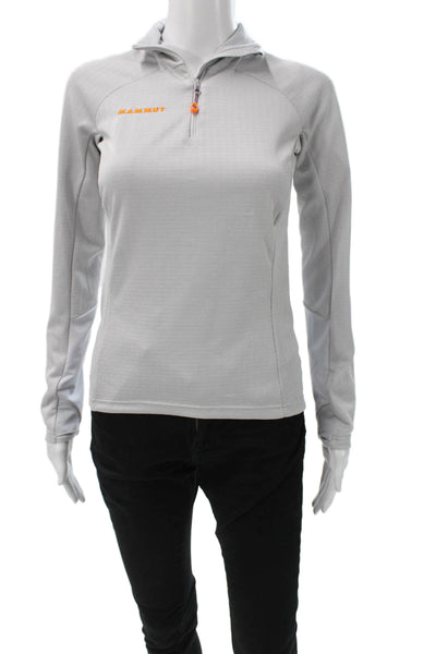 Mammut Women Pullover Long Sleeve Gray Mock Neck Zip Polyester Outdoor Size XS