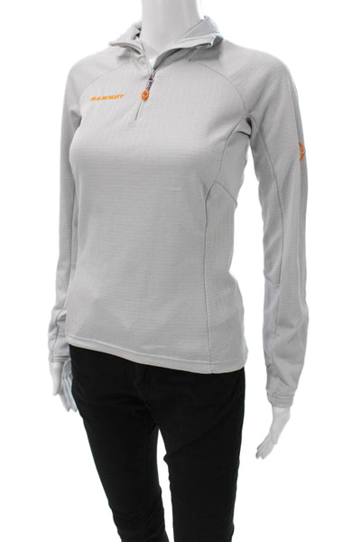 Mammut Women Pullover Long Sleeve Gray Mock Neck Zip Polyester Outdoor Size XS