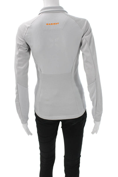 Mammut Women Pullover Long Sleeve Gray Mock Neck Zip Polyester Outdoor Size XS
