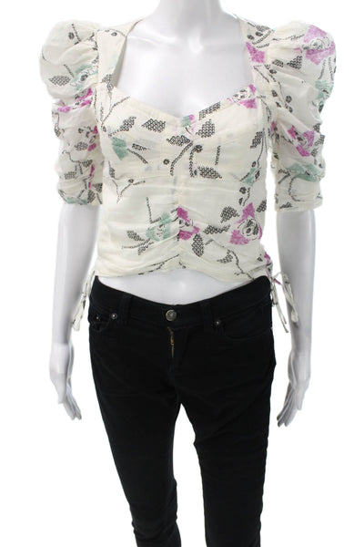 Marant Etoile Women Cropped Floral Blouse Multicolor Zip Size 34