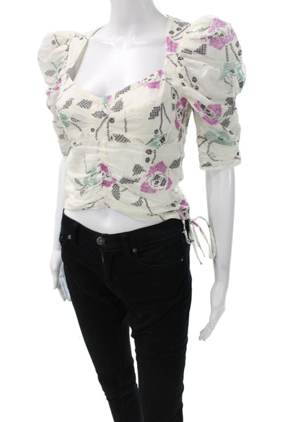 Marant Etoile Women Cropped Floral Blouse Multicolor Zip Size 34