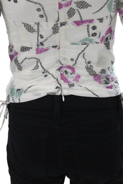 Marant Etoile Women Cropped Floral Blouse Multicolor Zip Size 34