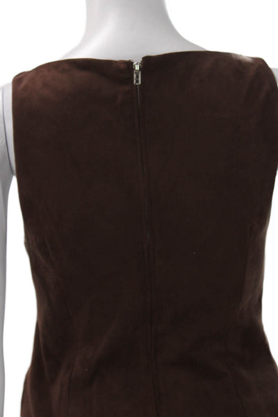 Zara Women Basic Faux Suede Sleeveless Boat Neck Tank Brown Size XS
