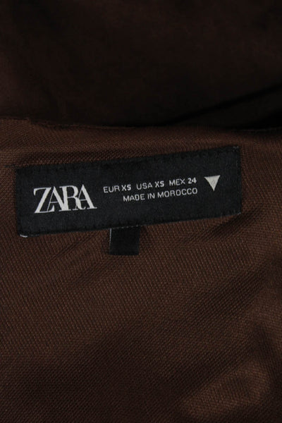 Zara Women Basic Faux Suede Sleeveless Boat Neck Tank Brown Size XS