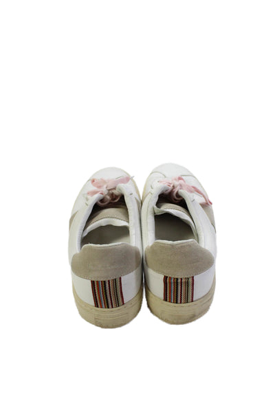 Paul Smith Mens Lace Up Round Toe Logo Low Top Sneakers White Leather Size 8