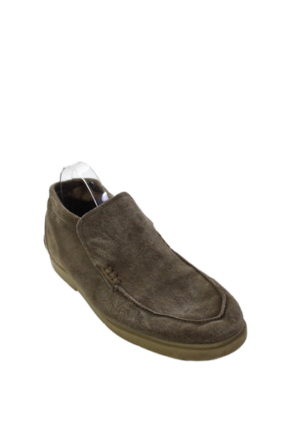 Zara Mens Slip On Round Toe Suede Loafers Sneakers Brown Size 43