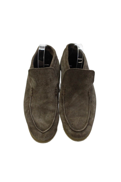 Zara Mens Slip On Round Toe Suede Loafers Sneakers Brown Size 43