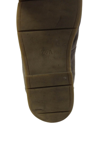 Zara Mens Slip On Round Toe Suede Loafers Sneakers Brown Size 43