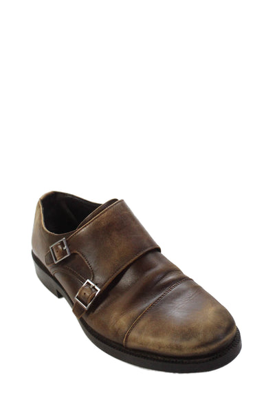 Zara Mens Cap Toe Leather Double Monk Oxfords Brown Size 43