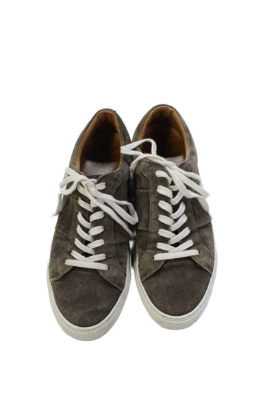Mr. P Mens Lace Up Round Toe Low Top Sneakers Brown White Suede Size 9