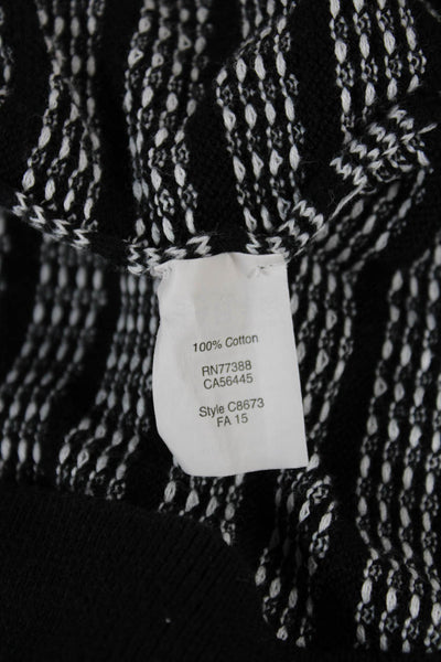 J Crew Women Black Cotton Crew Neck Pullover Sweater 3/4 Sleeve Size M
