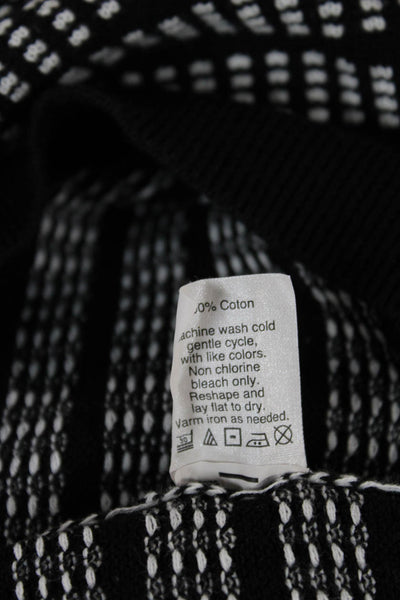 J Crew Women Black Cotton Crew Neck Pullover Sweater 3/4 Sleeve Size M