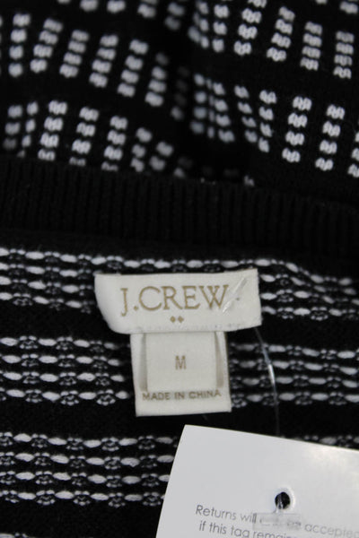 J Crew Women Black Cotton Crew Neck Pullover Sweater 3/4 Sleeve Size M